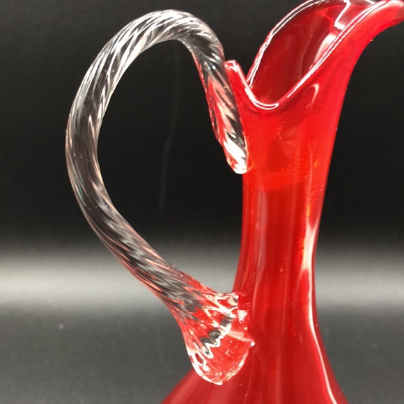 Vintage 8.25" Red Footed Pitcher Decanter - Picture 5 of 10